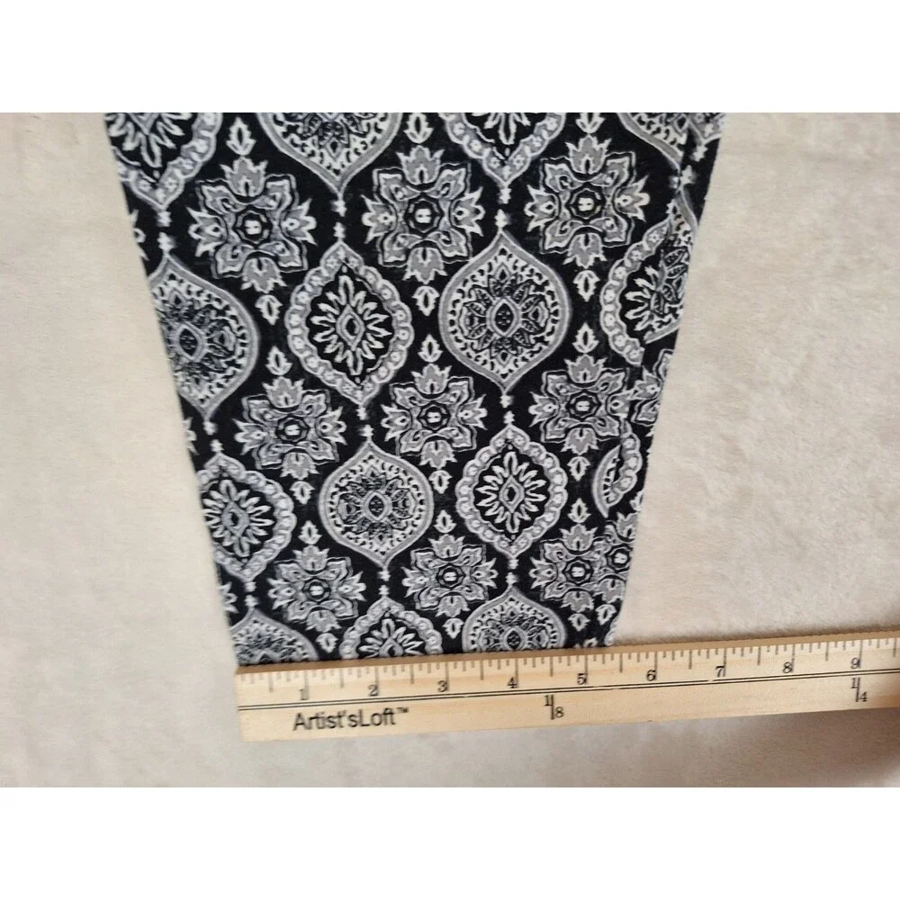 Suave Tummy Control Black White Paisley Print Women's Leggings XL Yoga Athletic